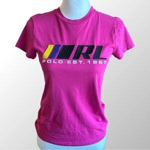 Polo Ralph Lauren‎ T-Shirt Women’s XS Hot Pink Beaded/Embroidered Logo T-Shirt